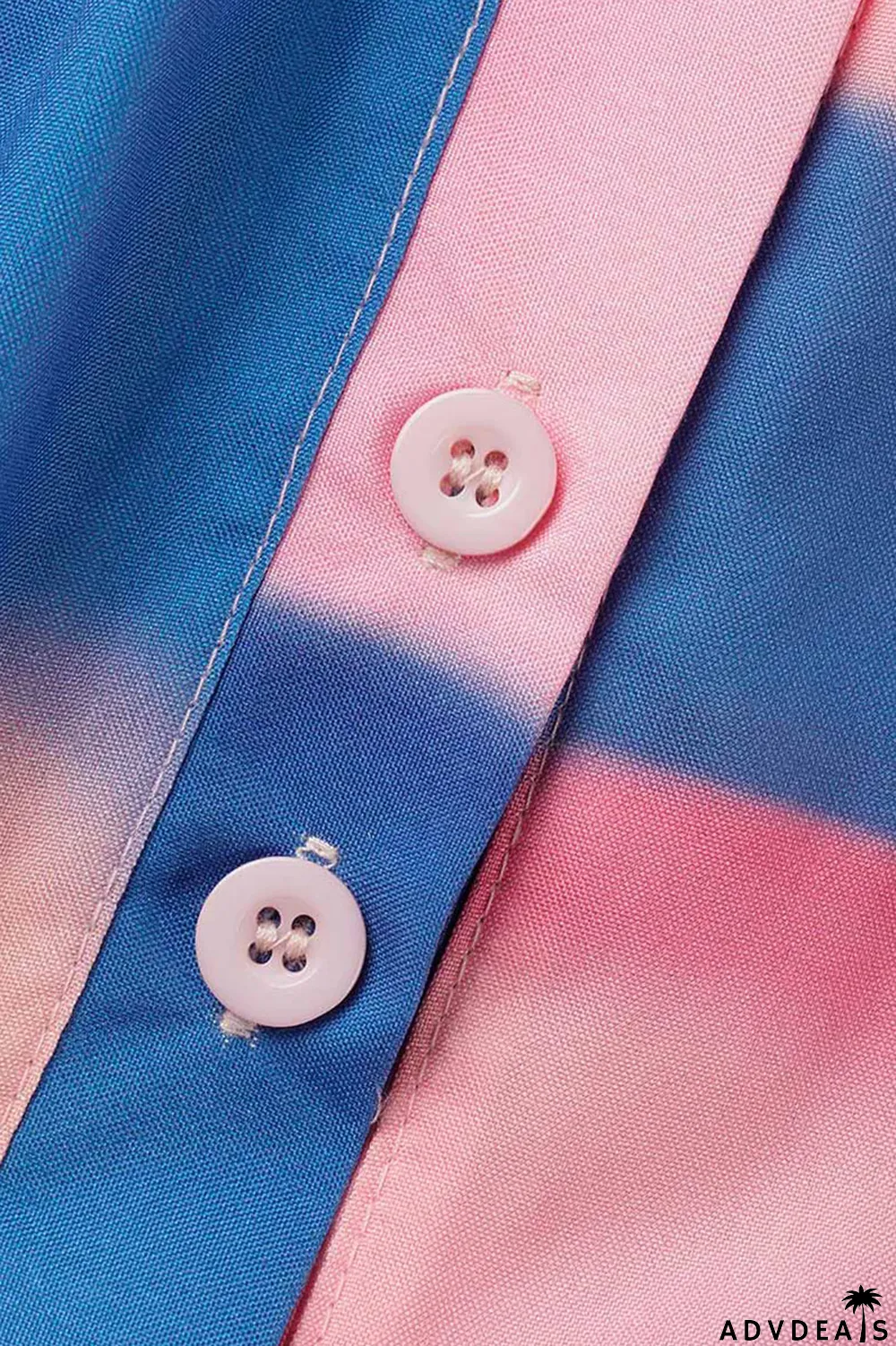 Pink Fashion Casual Print Patchwork Buckle Turndown Collar A Line Dresses