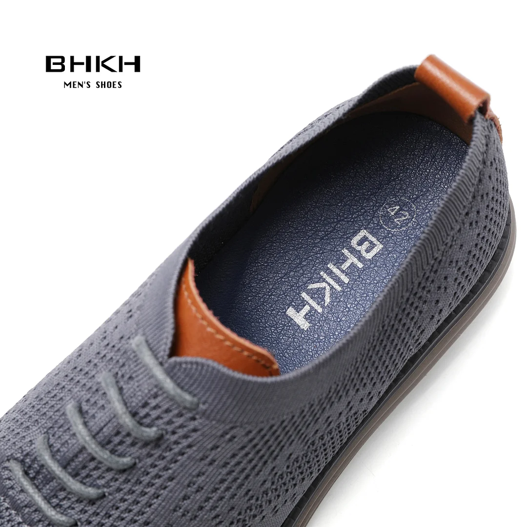 BHKH 2022 Breathable Knitted Mesh Casual Shoes Lightweight Smart Casual Shoes Office Work Footwear Men Shoes