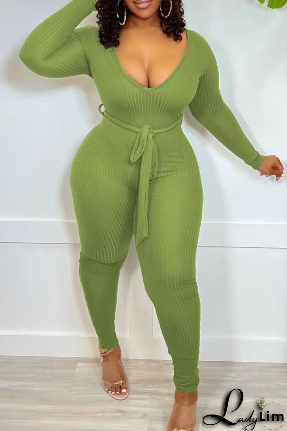 Black Fashion Casual Solid Basic V Neck Skinny Jumpsuits