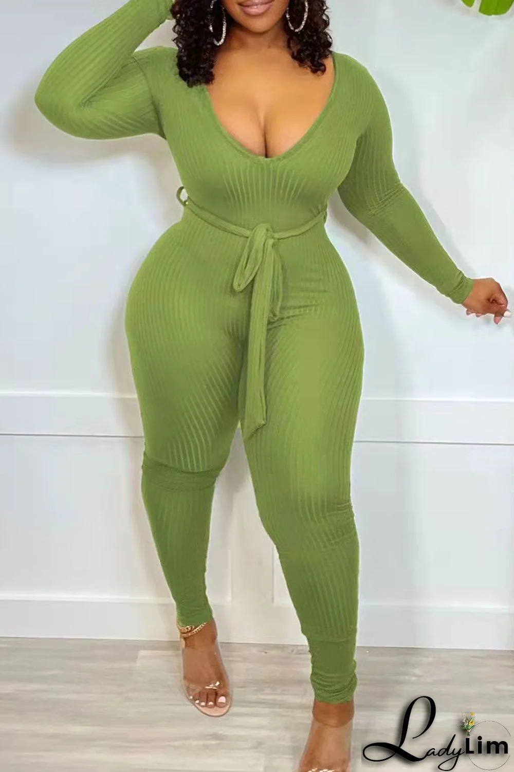 Black Fashion Casual Solid Basic V Neck Skinny Jumpsuits