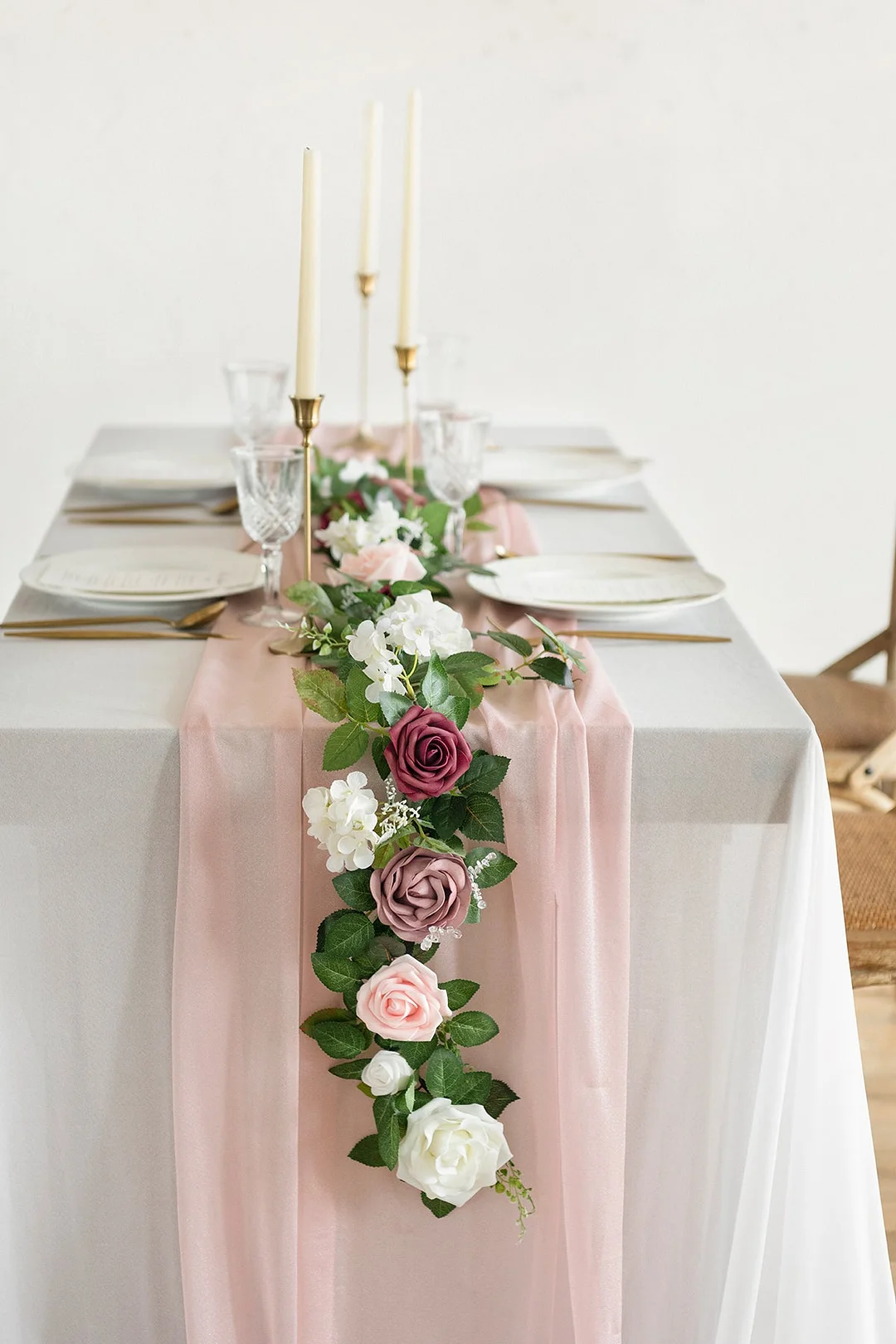 5ft Flower Garlands in Dusty Rose & Cream