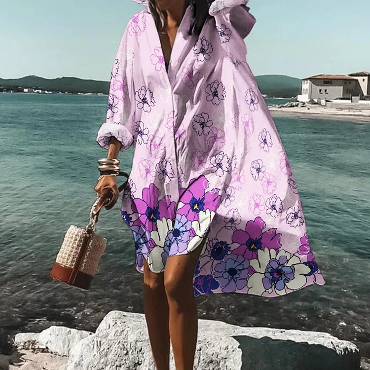 Resort Gradient Floral-Print Midi Dress