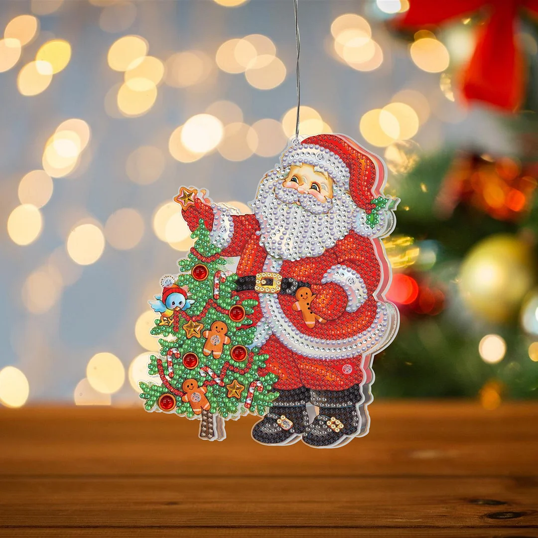 5D Christmas Diamond Painting Hanging Light Festive Rhinestone Lamp Pendant