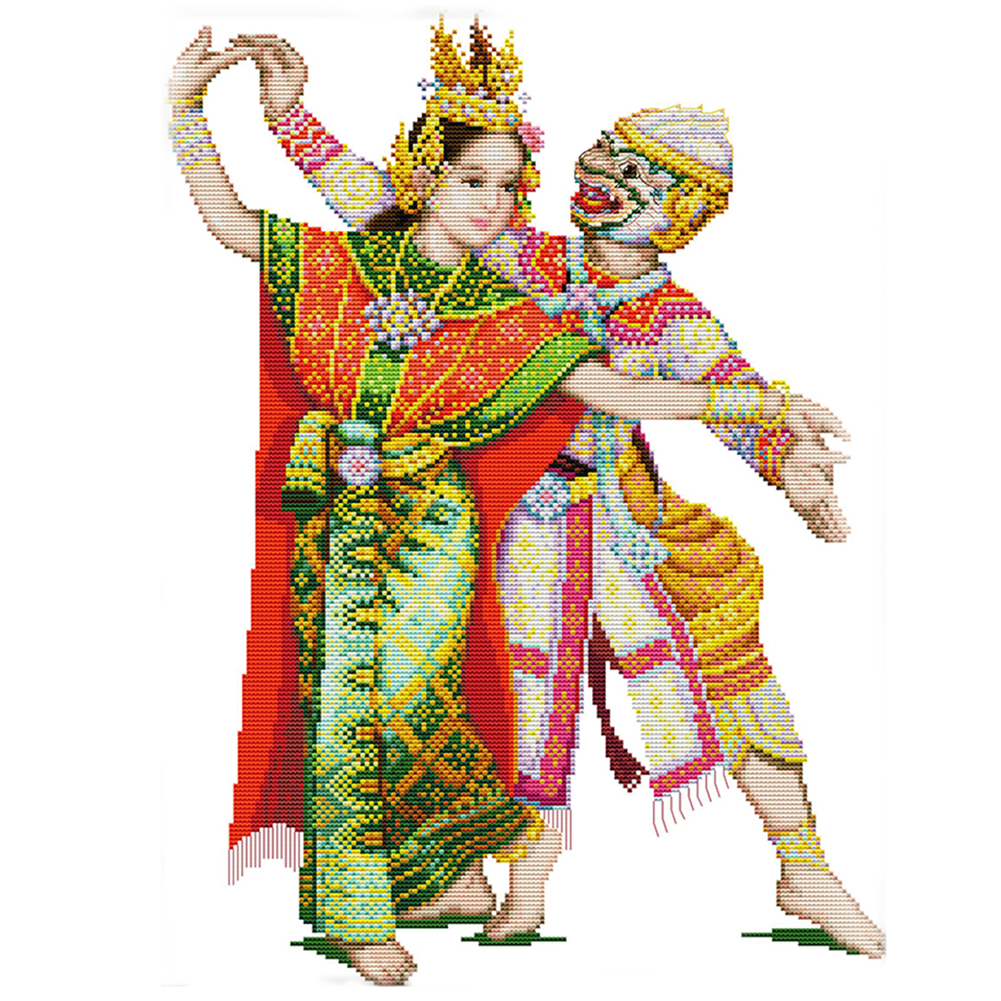 

Thai Double Dance - 14CT Stamped Cross Stitch - 38*49CM, 501 Original