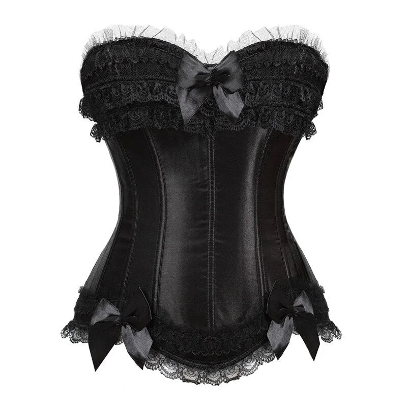 Sapubonva burlesque corset and skirt set lace corset dress Gothic gowns corsets and bustiers party plus size vintage sexy black
