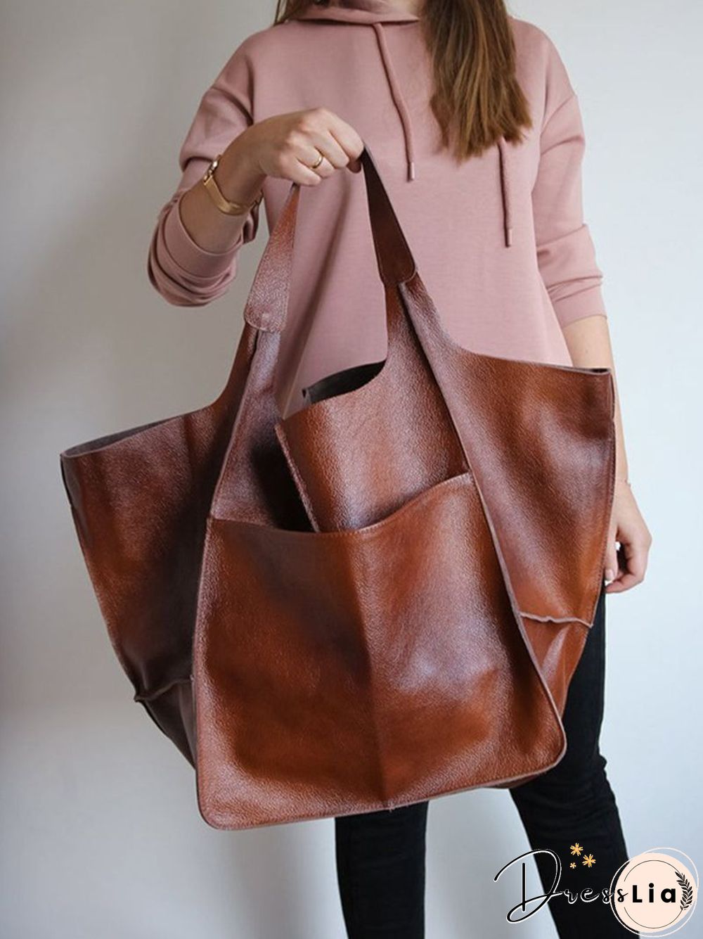 Brown Leather Womens Tote Bags School Handbags