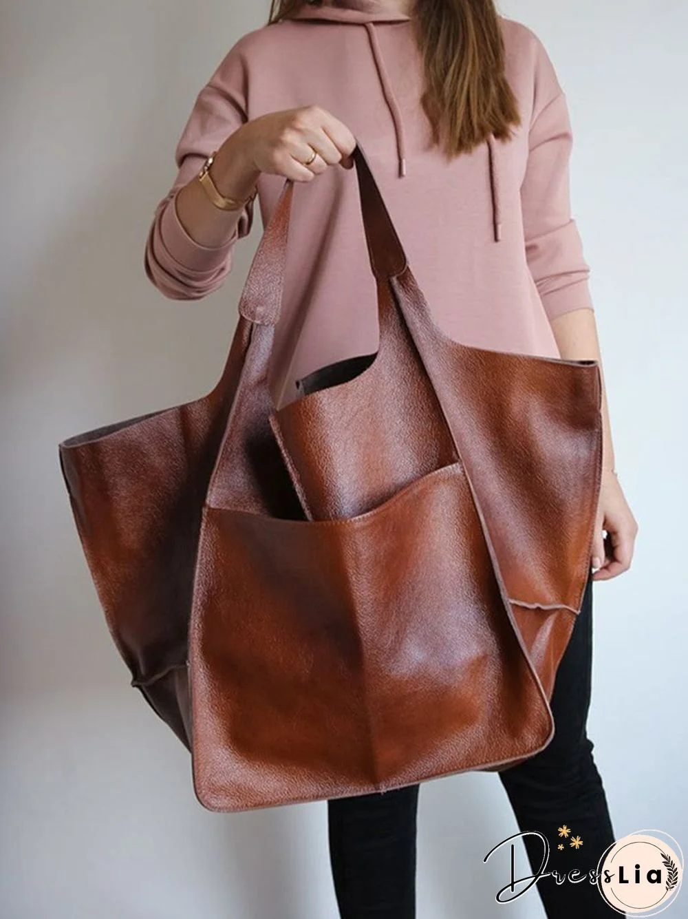 Brown Leather Womens Tote Bags School Handbags