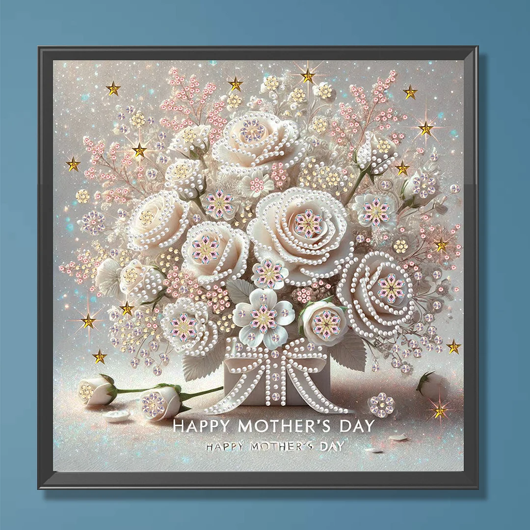 Diamond Painting - Partial Special Shaped Drill - White Rose Mothers Day(Canvas|30x30cm)