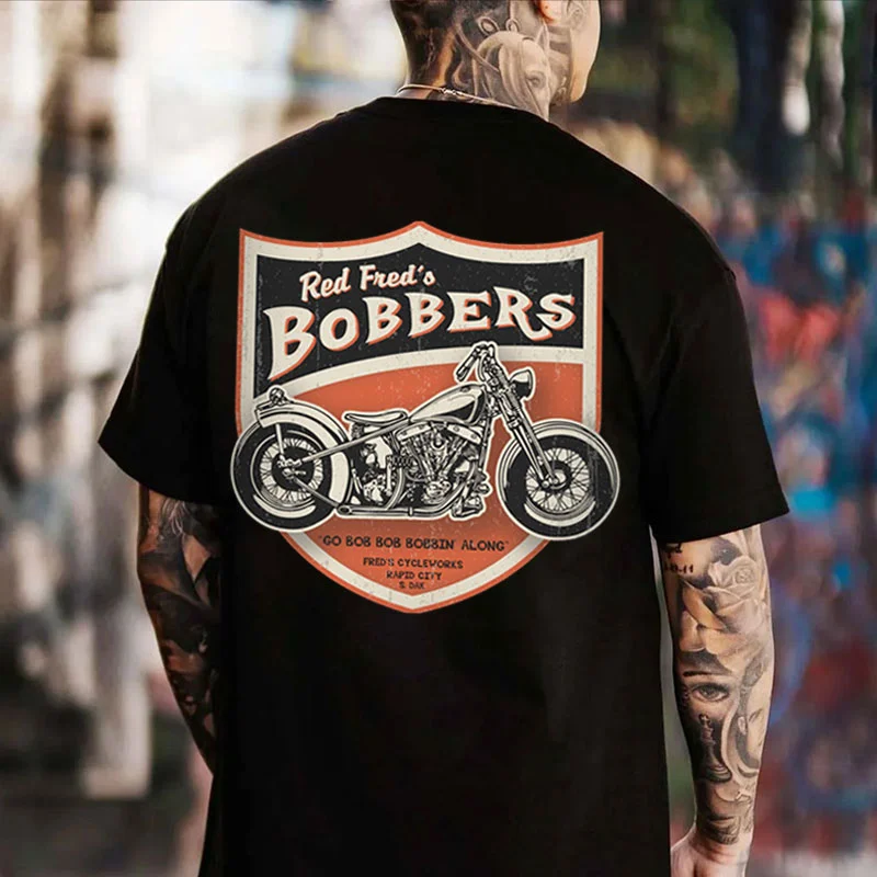 RED FRED'S BOBBERS Motorcycle Print Men's T-shirt
