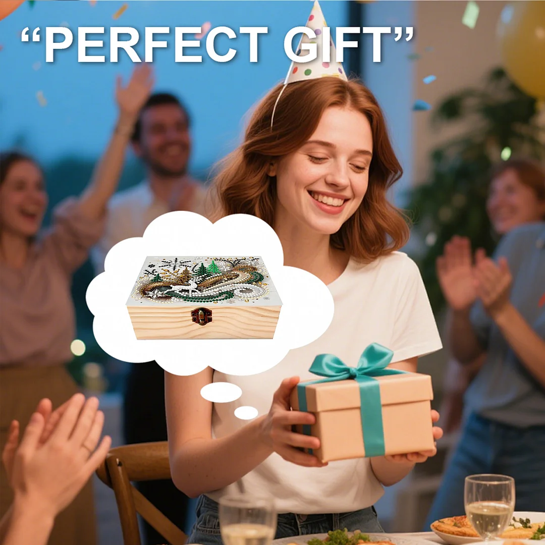 Deer DIY Wooden 5D Diamond Art Diamond Art Storage Box for Adults Gifts Desktop