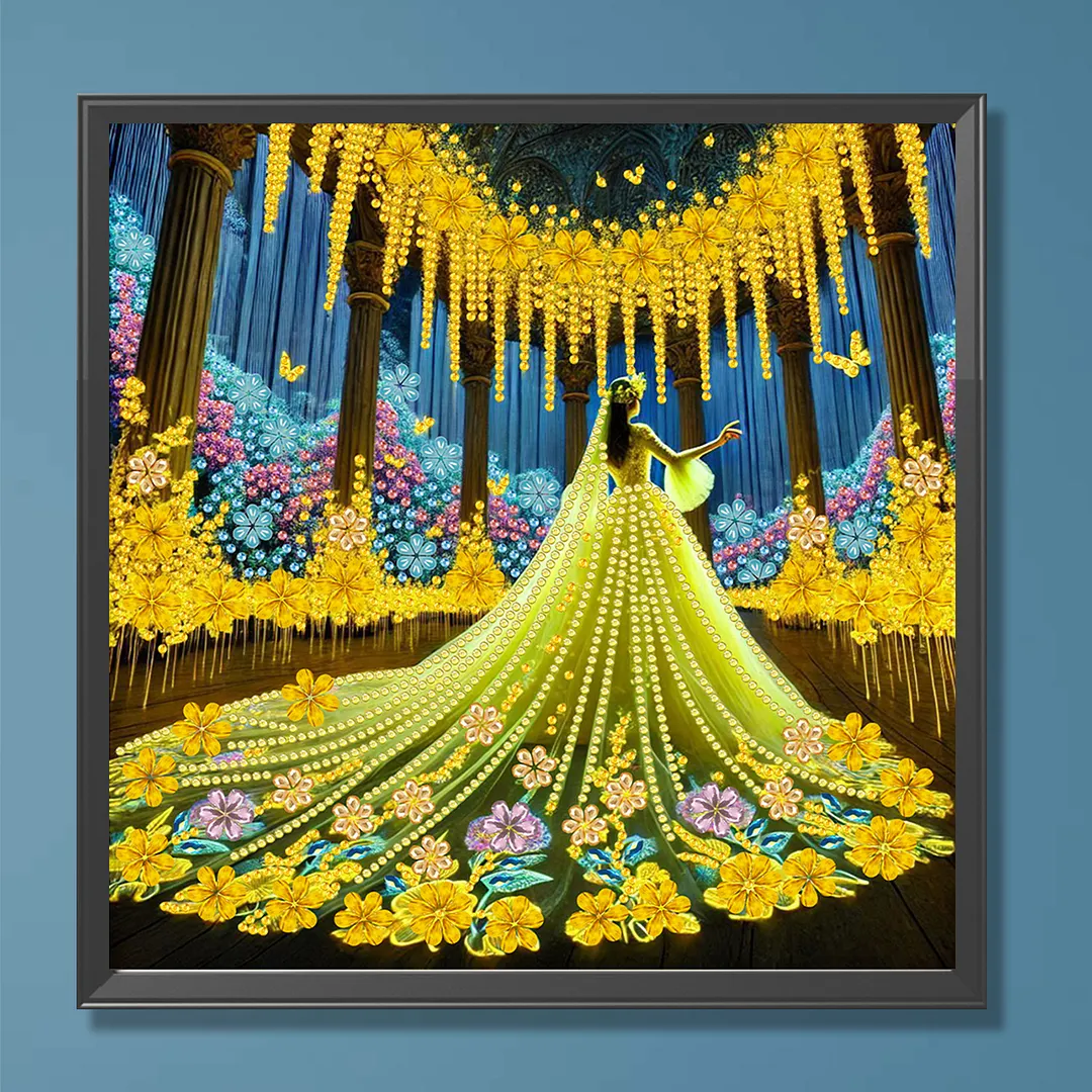 Yellow Dress Beauty - Diamond Painting - Partial Special Shaped Drill(Canvas|30*30cm)