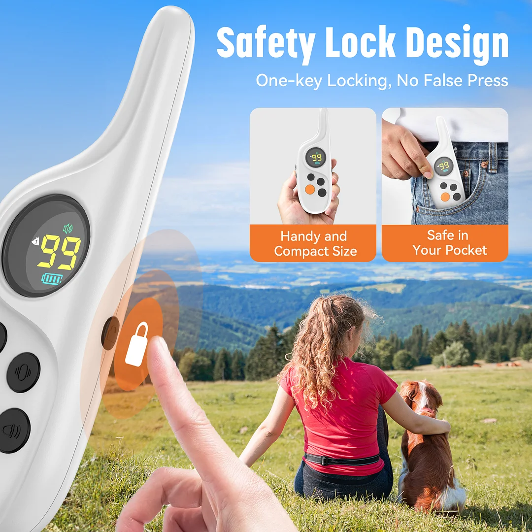 MAXLAPTER 3 Modes Dog Training Collar，IPX7 Waterproof White Rechargeable Shock Collar for Two Dogs，2624ft Long Range Remote Control