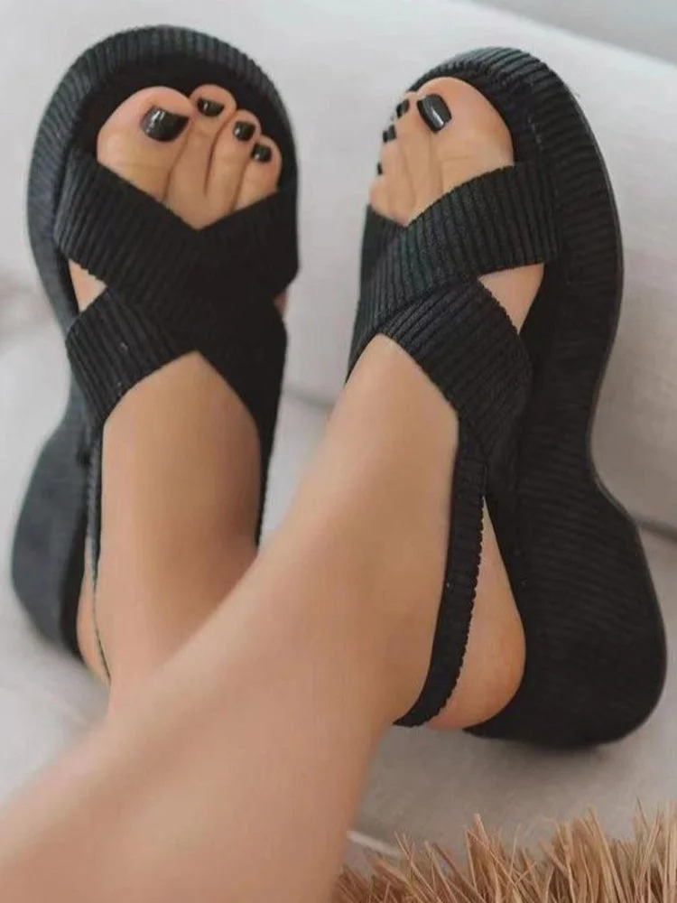 Suede Cross Ankle Strap Sandals