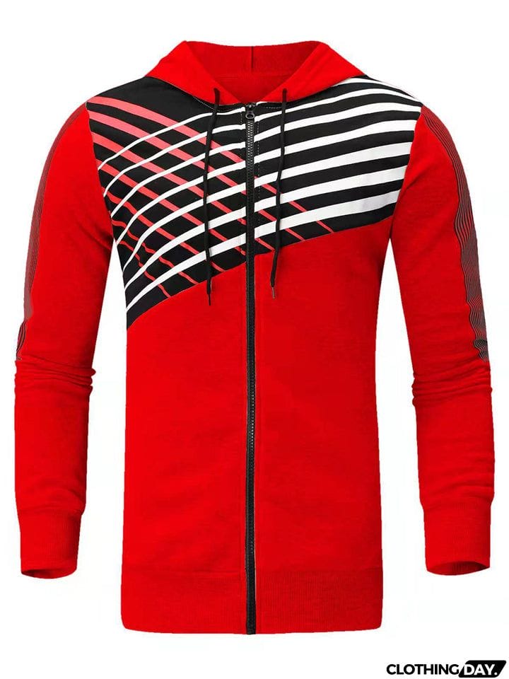 Men's Sports Style Anti-theft Zipper Pocket Drawstring Hoodies