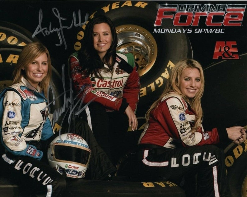 Courtney & ashley force signed autographed nhra w brittany Photo Poster painting