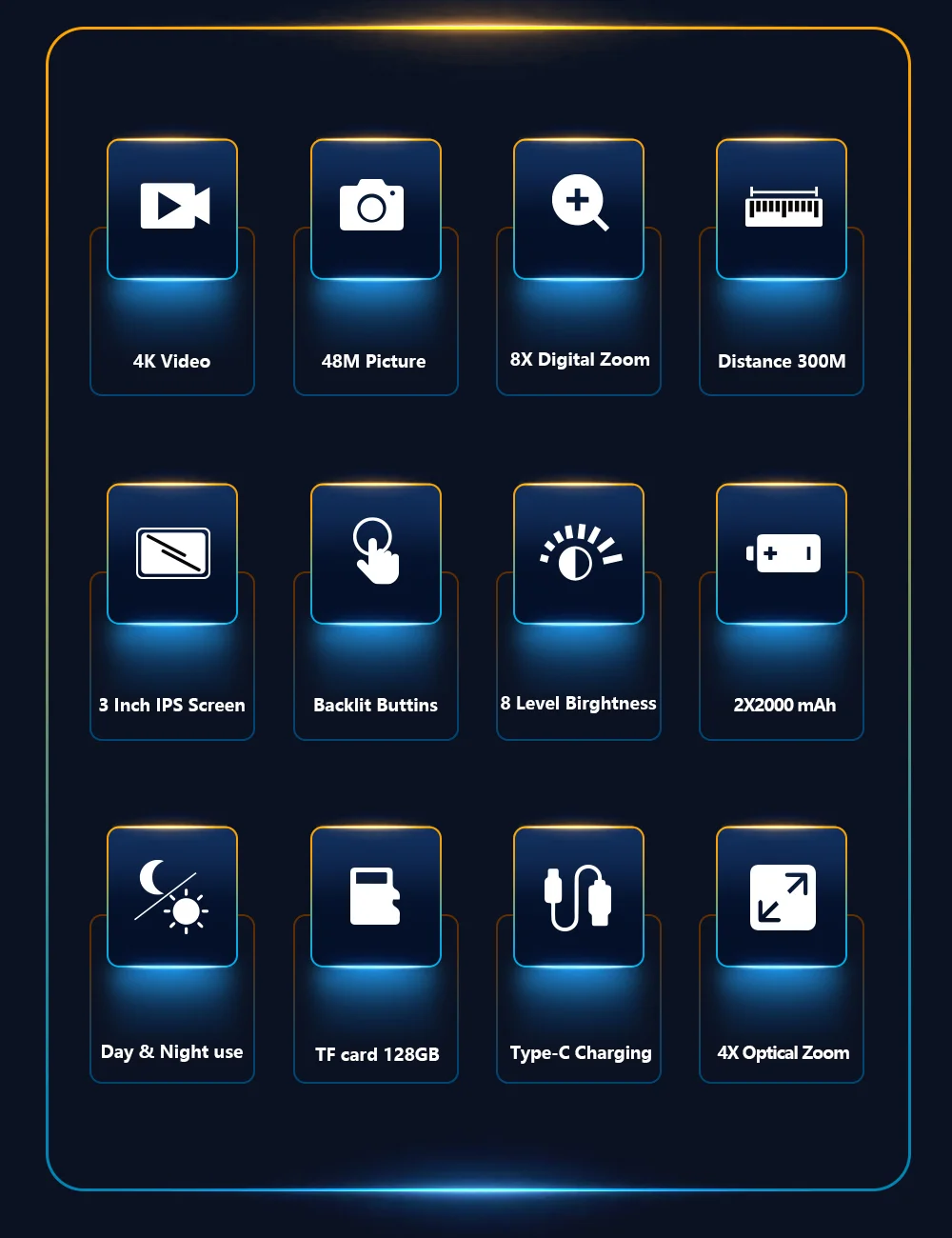 BEBANG 8X Night Vision Binoculars, 4K Infrared Night Vision Goggles with 3" IPS Screen, 984ft/300mm Night Vision and Day Range, 4000mAh Rechargeable Battery, 32GB