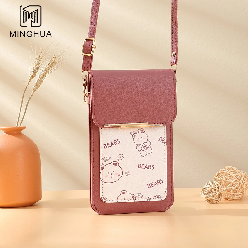 Women’s PVC Solid Color Elegant Streetwear Square Buckle Phone Wallets