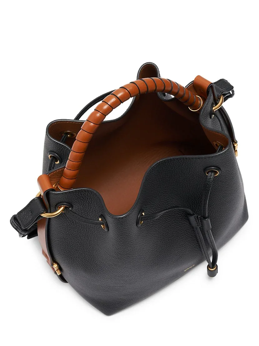 Chlo&eacute; Marcie Leather Bucket Bag-Black