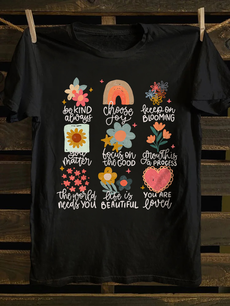 Positive Doodle Floral T-shirt