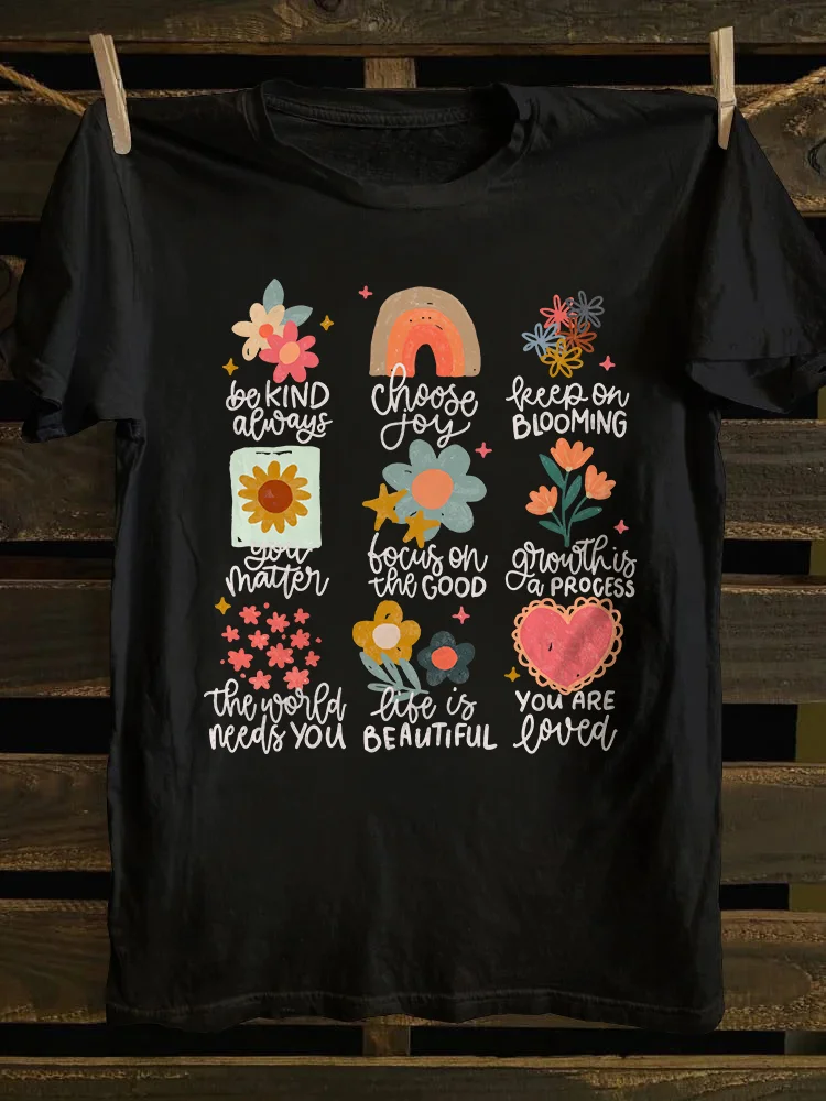 Positive Doodle Floral T-shirt