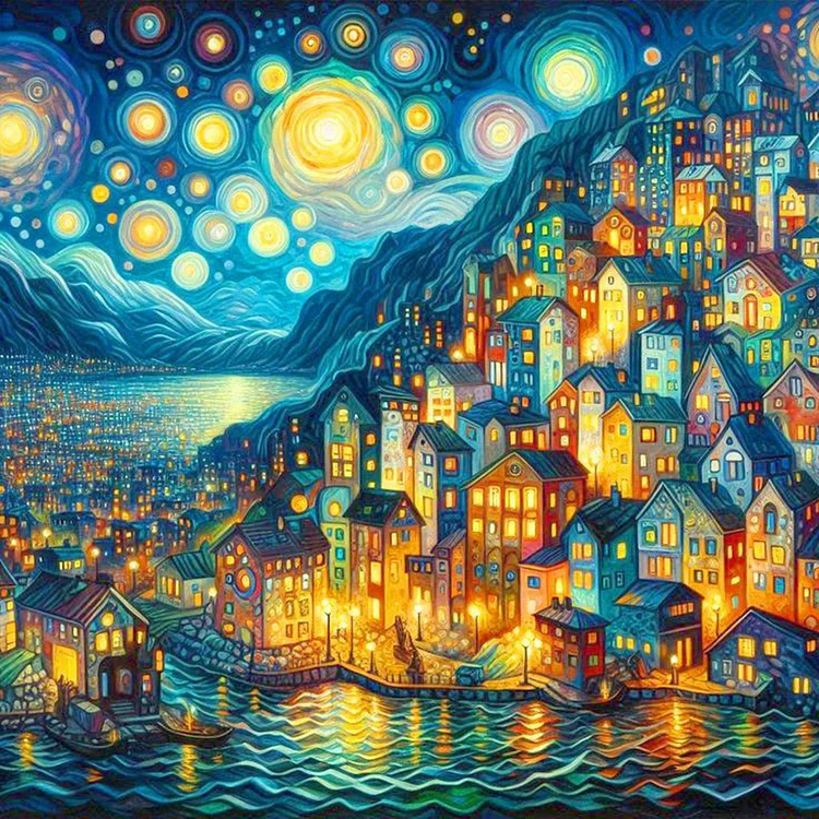 Seaside Town 30*30CM (Canvas) Full Round Drill Diamond Painting gbfke