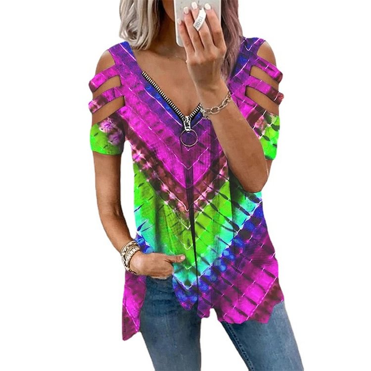 Women Casual Tie Dye Spiral T Shirt P169208507
