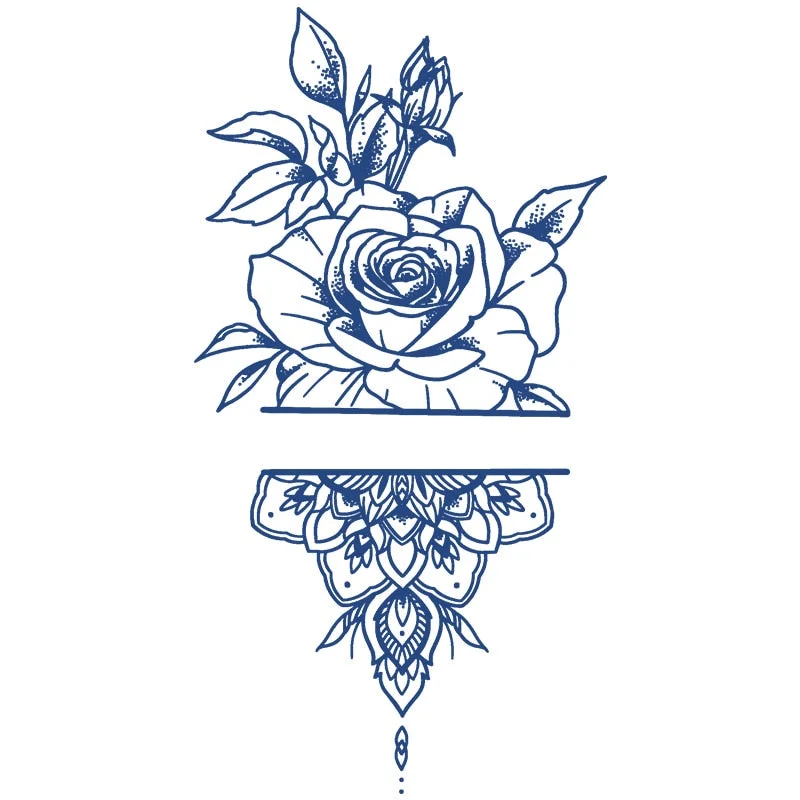 KT51-100 Semi-permanent herbal juice tattoo sticker flower arm clavicle non-reflective simulation tattoo big picture