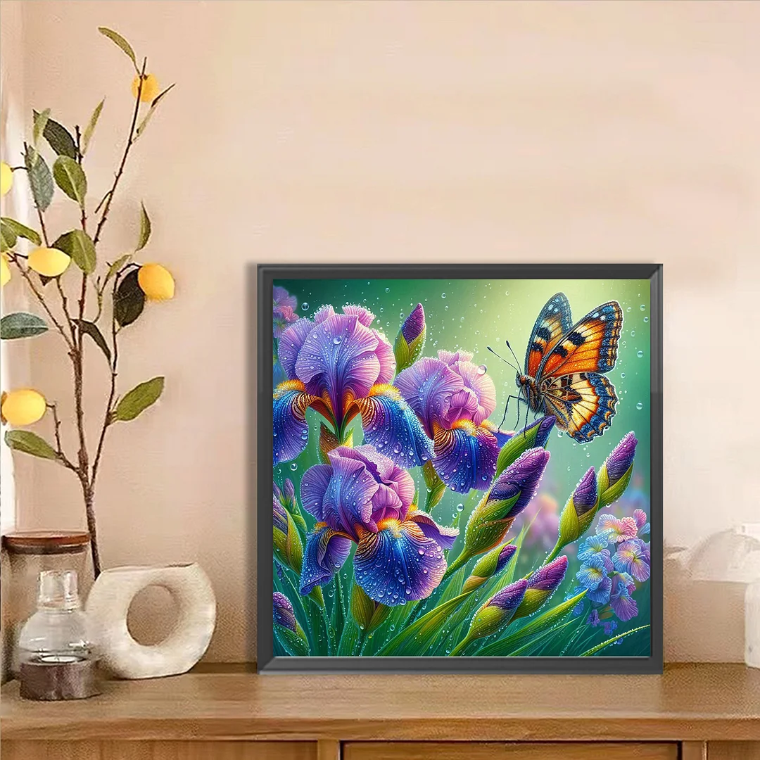 Diamond Painting - Full Round Drill - Butterfly Flower(Canvas|30*30cm)