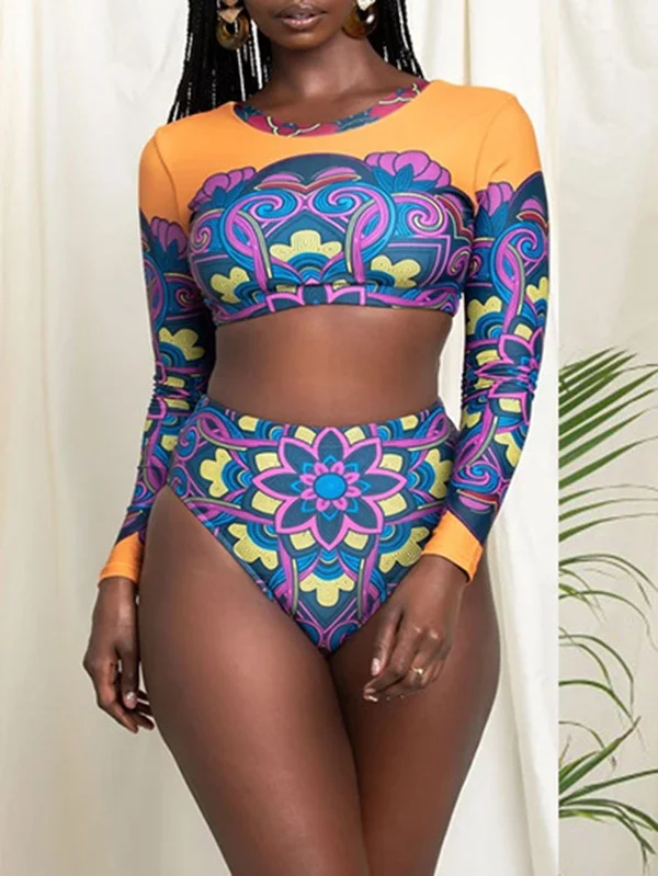 Floral Long Sleeve High-Waisted Wetsuit