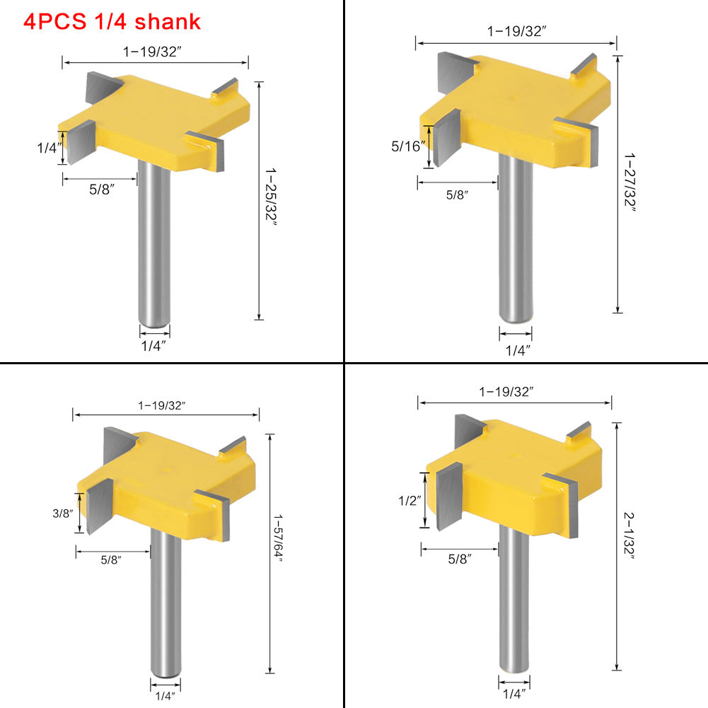 LUNYEE 4PCS 1/4" Shank Router Bits Set
