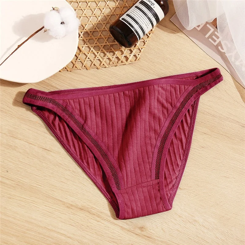 FINETOO Low-Rise Cotton Panties Women Bikini Underwear Sexy Hollow Mesh Briefs Girls Underpants M-XL Female Lingerie Panty 2021