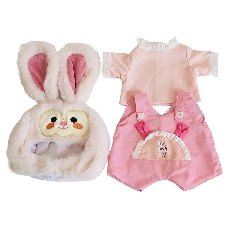 For 16" Full Body Silicone Baby Doll Pink Bunny Set Accessories