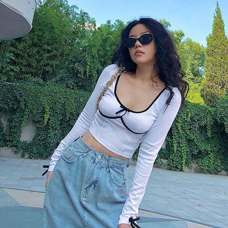 ALTERNATIVE GOTH LONG SLEEVE WHITE CROP T SHIRT