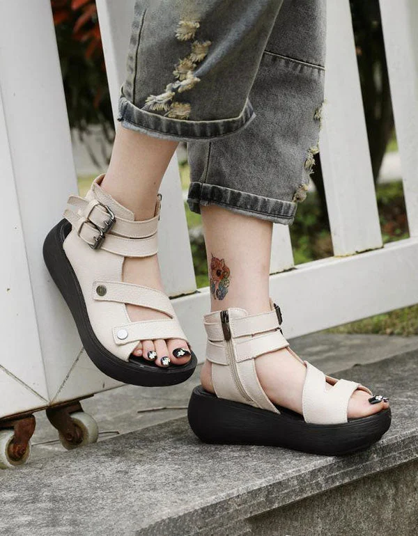 Handmade Women Retro Ankle Strap Sandals