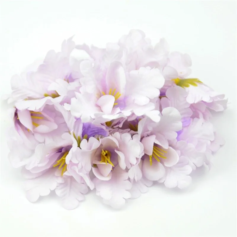 10pcs 5cm Mini Silk Gradient Orchid Artificial Flower Head For Wedding Decoration DIY Wreath Accessories Craft Fake Flowers