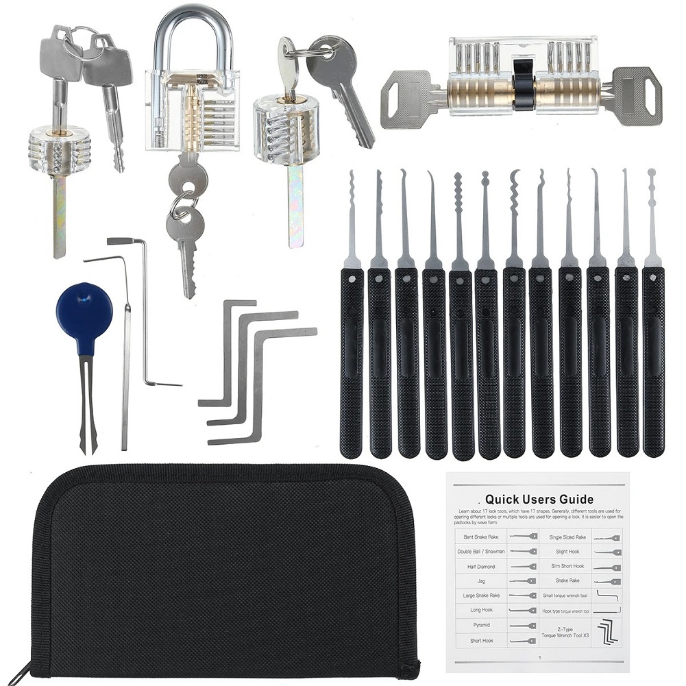 

30pcs Lockpick Key Extractor with Transparent Lock Locksmith Training Tools, 501 Original