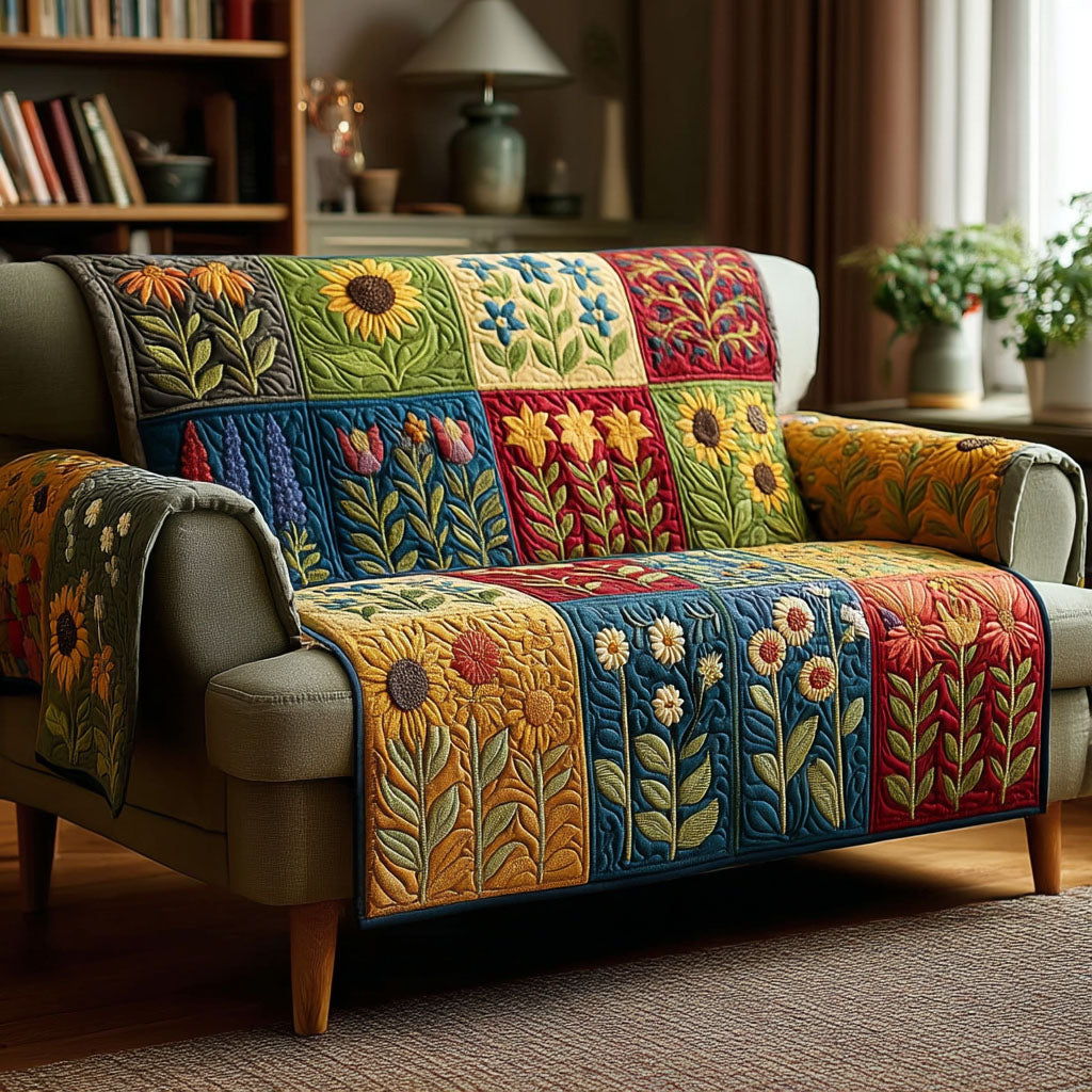 Garden Mosaic Quilted Sofa Cover NCU0TV528 everthome