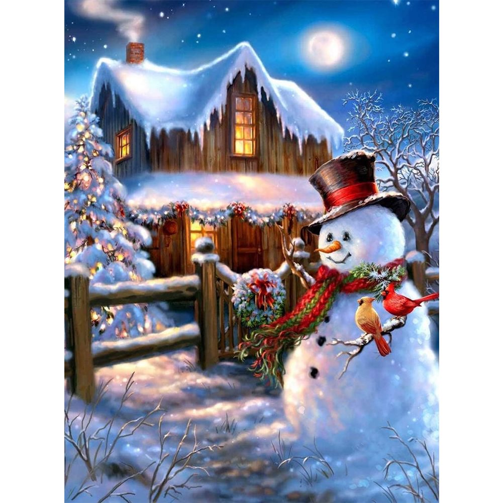 Snowman Cabin Full Round Diamond Painting   0a33395bf4f7bd626df680f4691ecba2 1080x Nw 