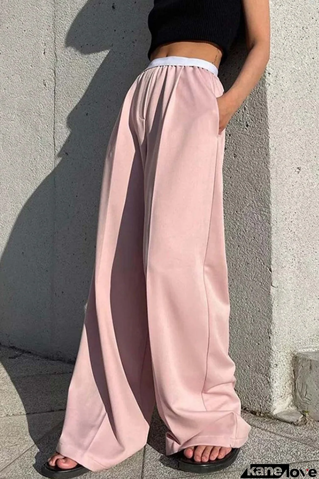 Solid Color Wide Leg Blazer Long Pants