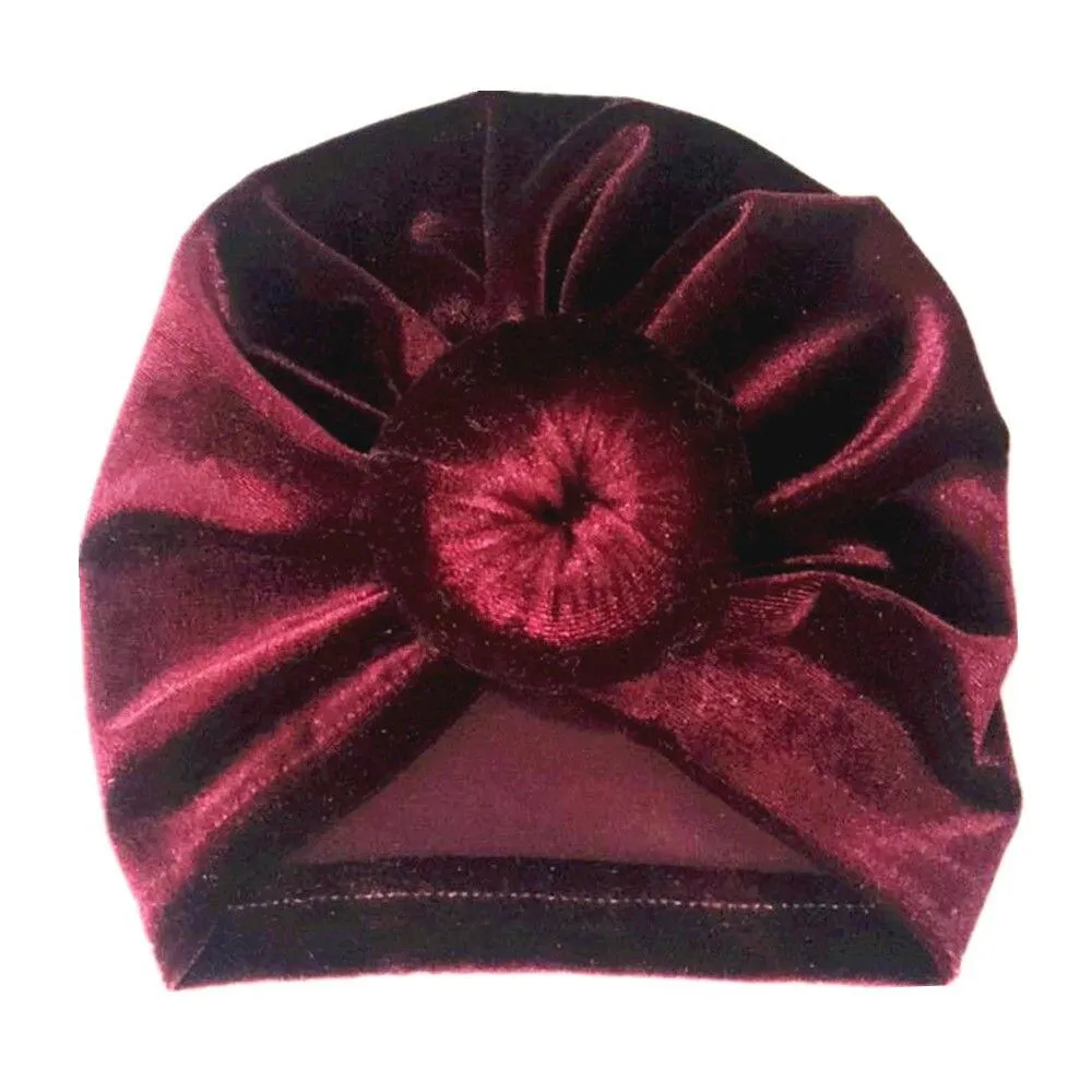 2019 Brand New Toddler Kids Baby Girls Velvet Hats Big Bow Solid Hairband Headband Stretch Turban Knot Head Wrap 17*16.5cm