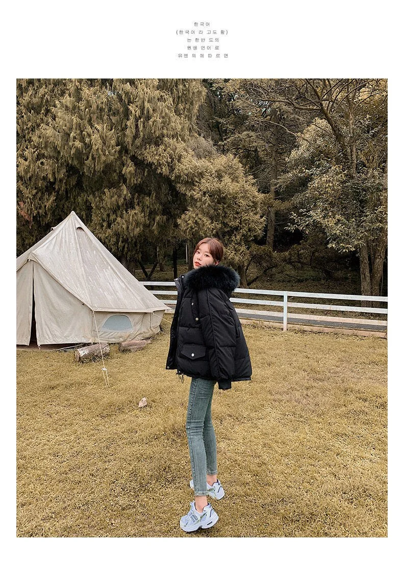 Graduation Gifts  2023 New Style Duck Down Parkas Women Korea Style Fur Hooded Warm Coat Female Thermal Jackets In Winter