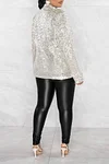 Women's Shiny Sequin Lapel Button Slim Front Blazer Coat