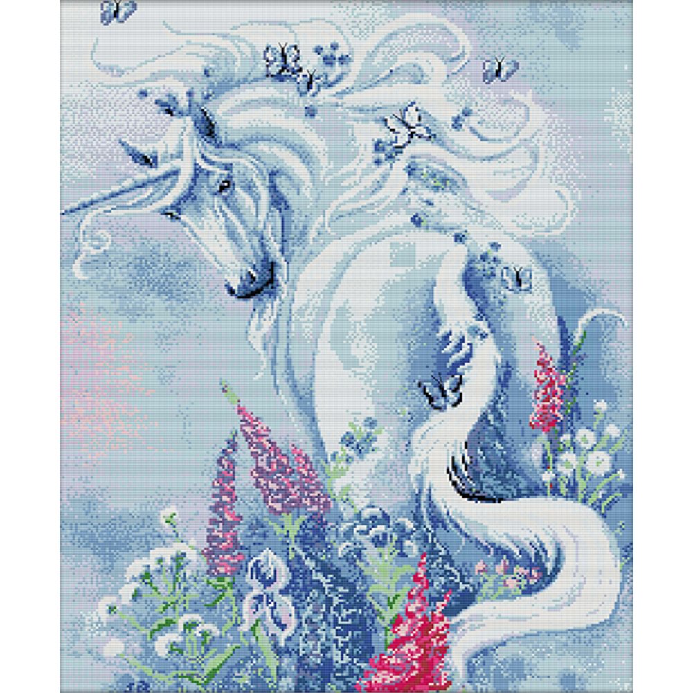 Unicorn Garden - 11CT Joy Sunday Stamped Cross Stitch(63*76cm)