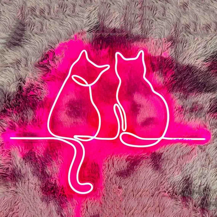 Animal Neon Sign Couple Cats Neon Sign Wall Art Decor Neon light  Cute Cat Decor Gift LED Neon Lights Gift To The kids