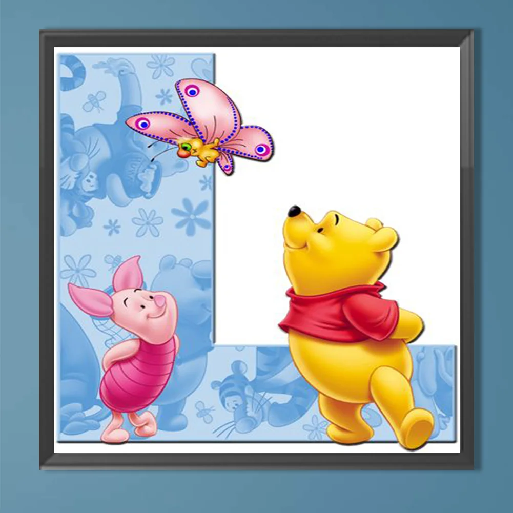 5D DIY Full Round Drill Diamond Painting Winnie the Pooh Letter L Kit Decoration