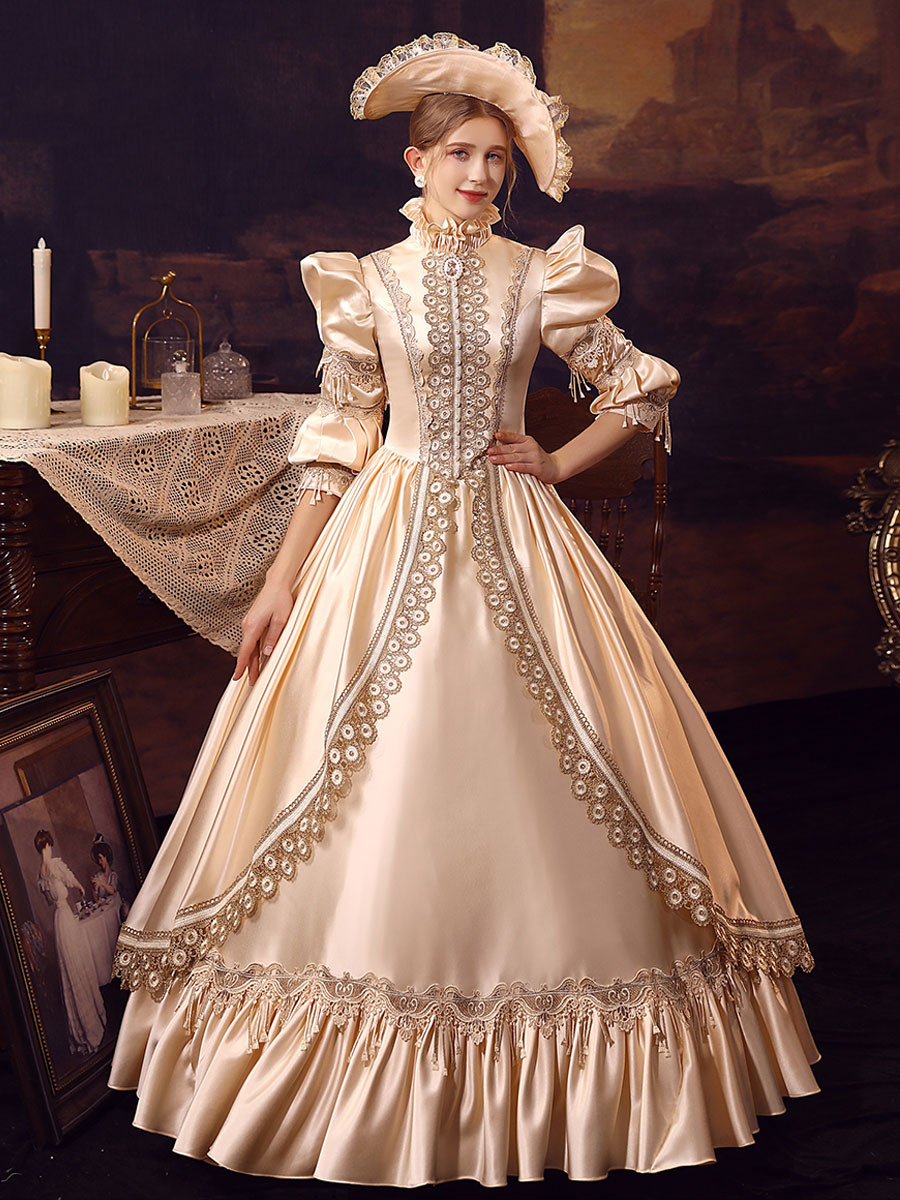 Victorian Costume Halloween Performance Dress Women Vintage Style Marie Antoinette Costume Ball Gown Prom Dress Novameme