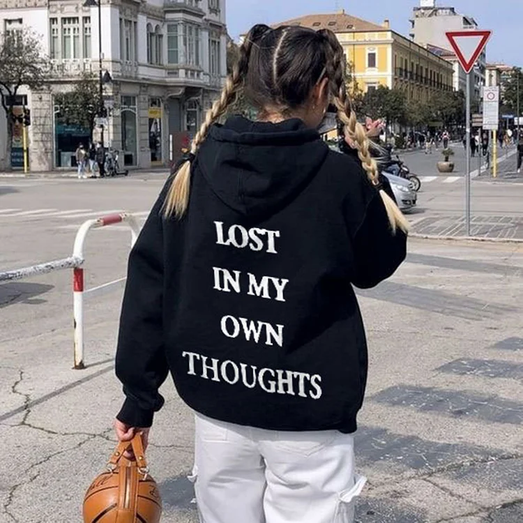 Lost In My Own Thoughts Print Hoodie