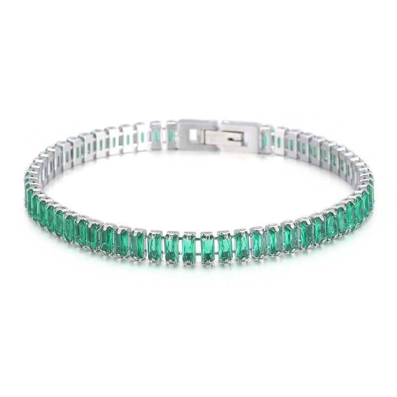 Elegant Solid Color Titanium Steel 18K Gold Plated Artificial Gemstones Bracelets In Bulk