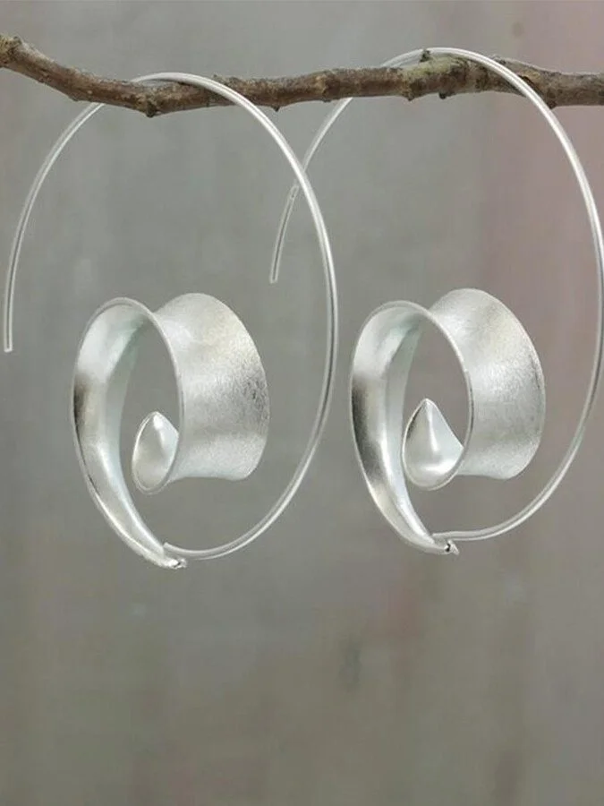 Round Spiral Leaf Earrings