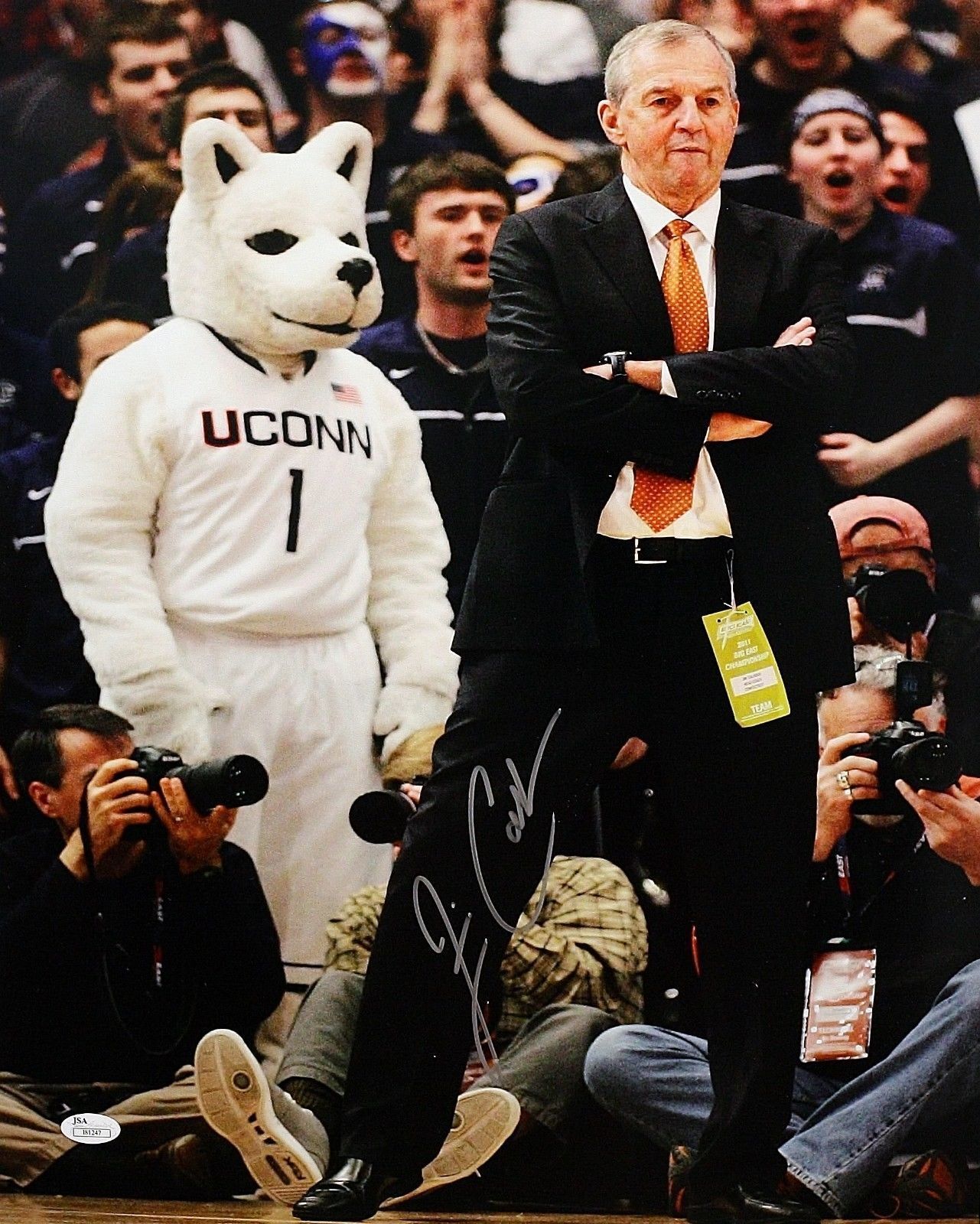 Jim Calhoun Autographed 16x20 Arms Crossed Photo Poster painting- JSA Authenticated